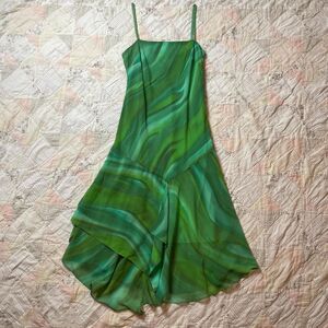 eva blue vintage y2k layered green swirled retro fairy midi dress size 10